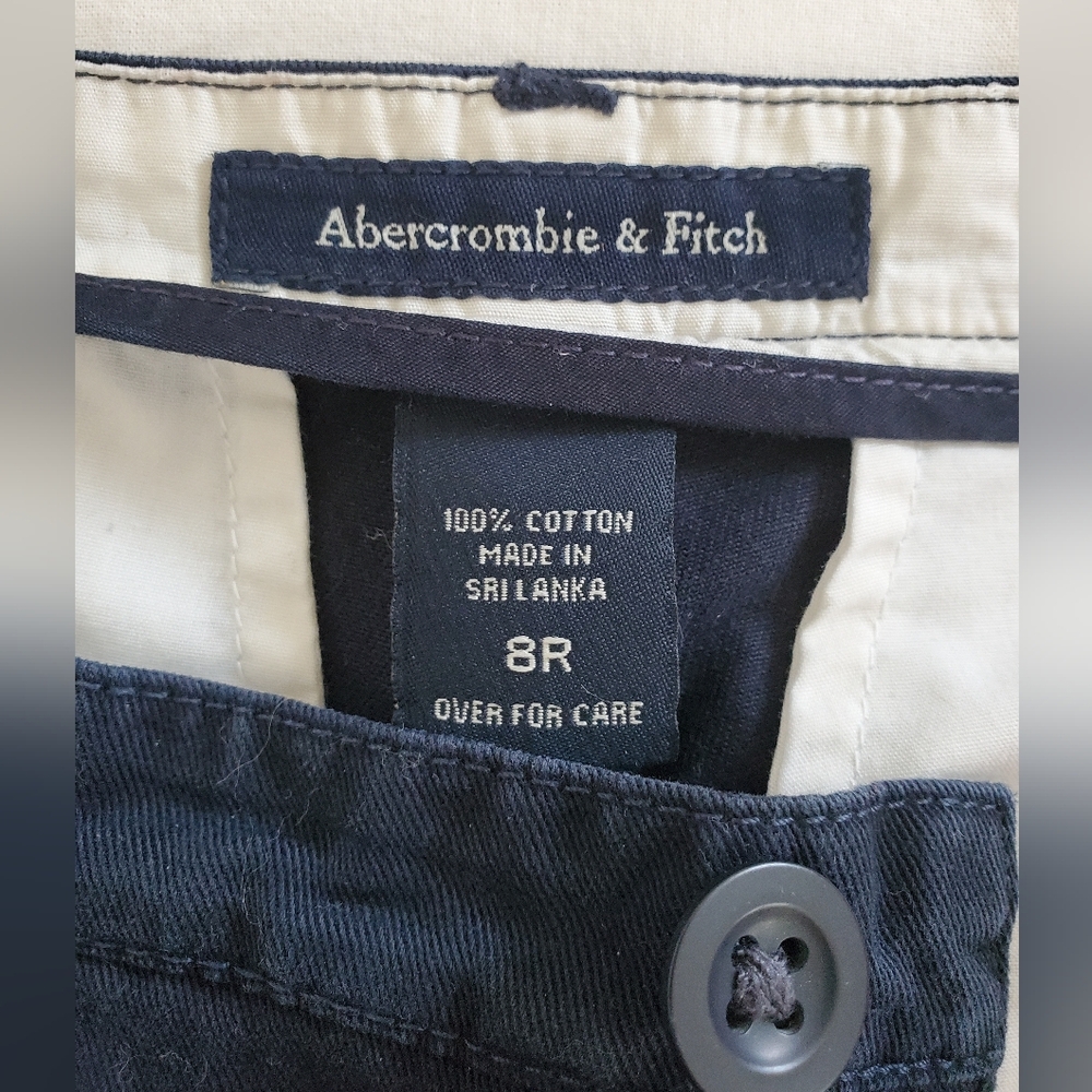 Vintage Abercrombie & Fitch Navy Blue Flare Chino Pants Size 8R - Picture 3 of 8